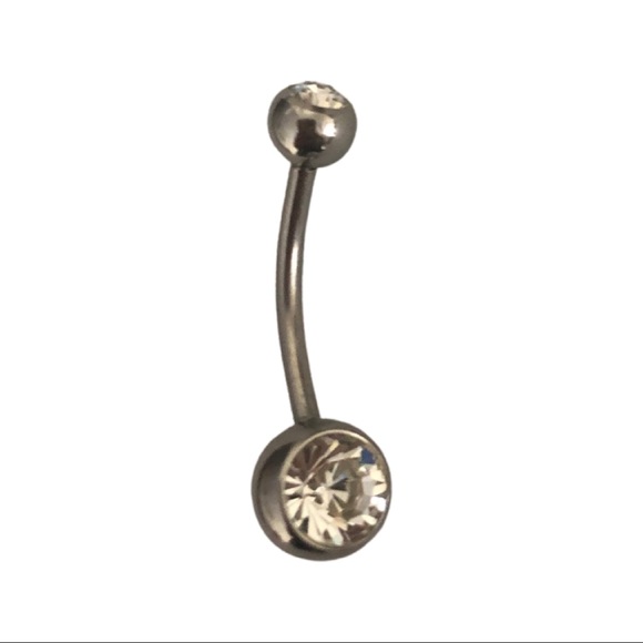 Double gem internally threaded belly ring. - Picture 4 of 6